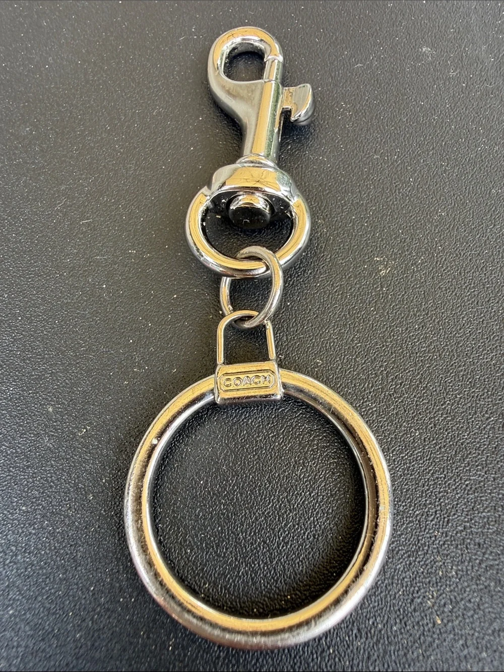 Vintage Coach Silver-Tone Key Ring with Clip